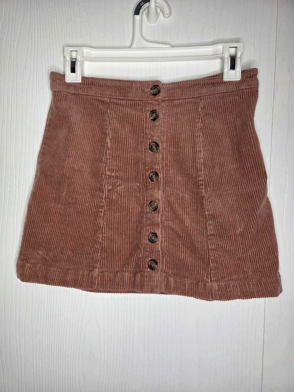 Forever 21 Coral Pink Corduroy Mini Skirt Button Front Y2K Indie Size S
